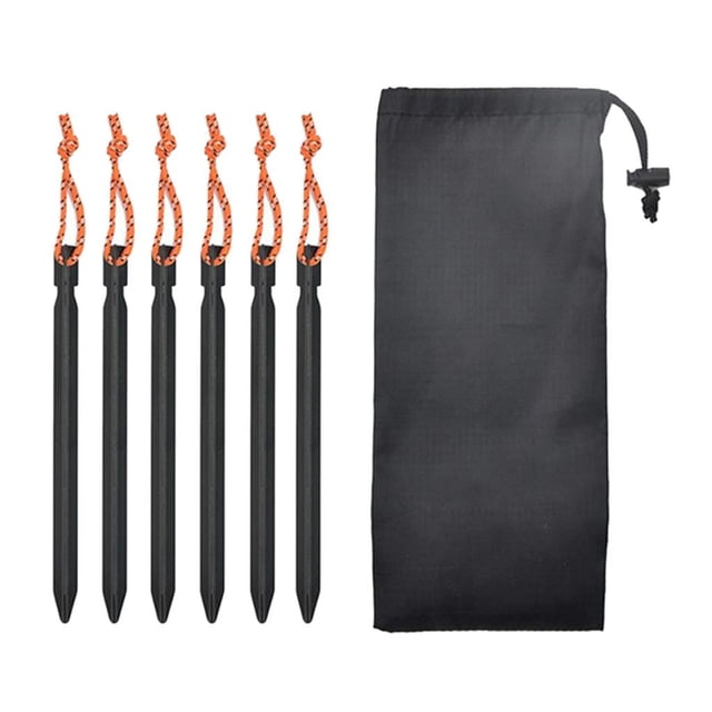 Paquete de 6 estaca para campaña, y bolsa , para , actividades al aire libre, toldo, Camping, Negro Macarena estacas de carpa de aluminio