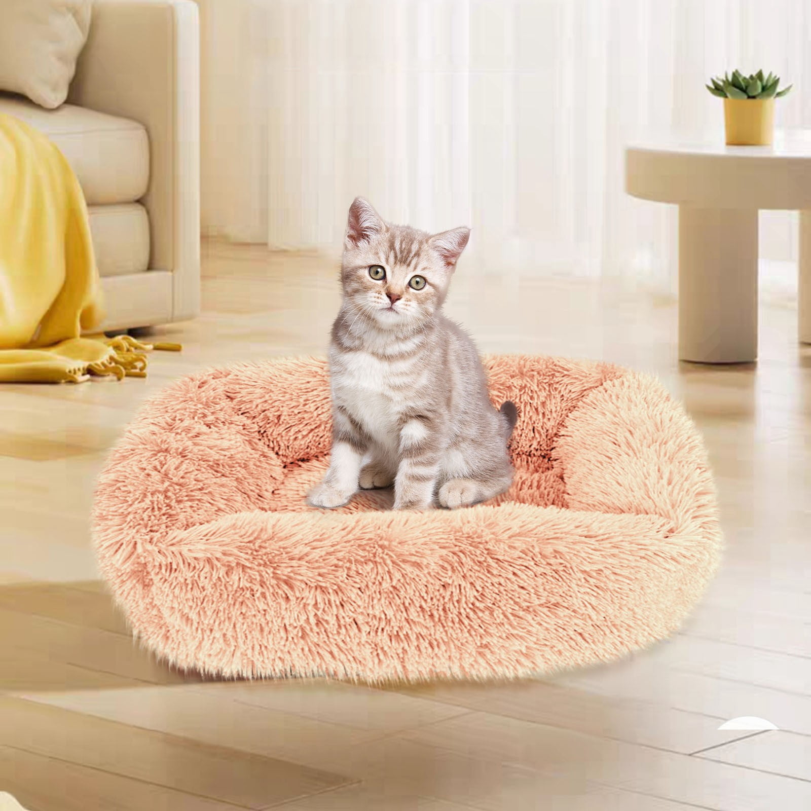 PureCasa Soft Dog Cat Bed for Fall Winter, Long Plush Fluffy Pet Bed Kennel, Cushion Sleeping Pad for Small Medium Large Cats Dogs, Solid Color, Modern Decor, Rectangle, 1 Pack, 18"x14", C