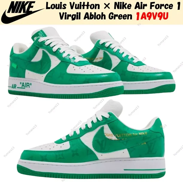 Louis Vuitton × Ni&ke Air Force 1 Virgil Abloh Green 1A9V9U Men's Size