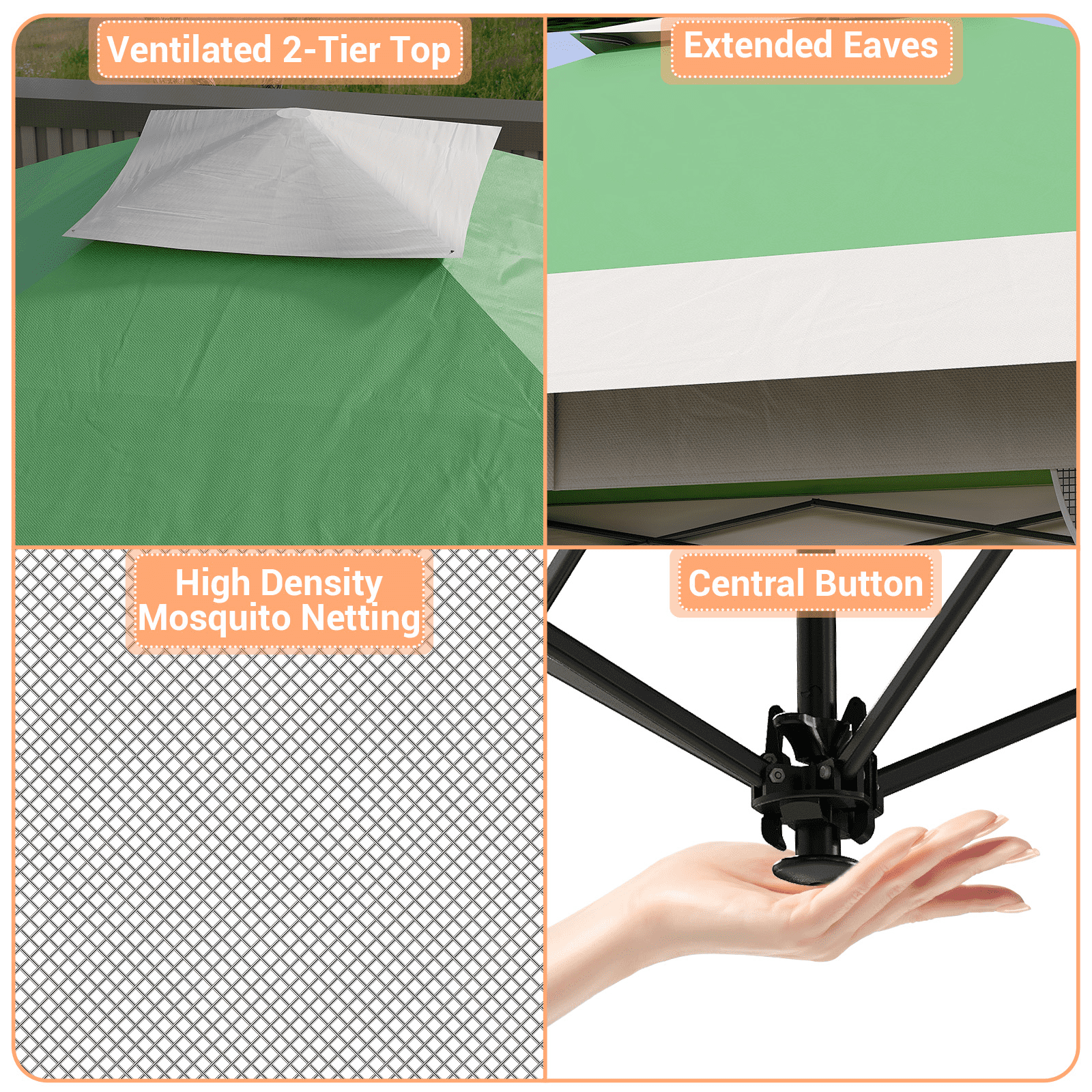 GOGRANT 13 x 13 Pop-Up Gazebo, Adjustable Height, Mesh Cover