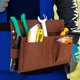 thumbnail image 2 of Tool Belt Bag, MultiPocket Tool Belt Garden Bag, Adjustable Shoulder Strap, Heavy Duty Supply Bag for Electricians Carpenter Construction Brown Large, 2 of 5
