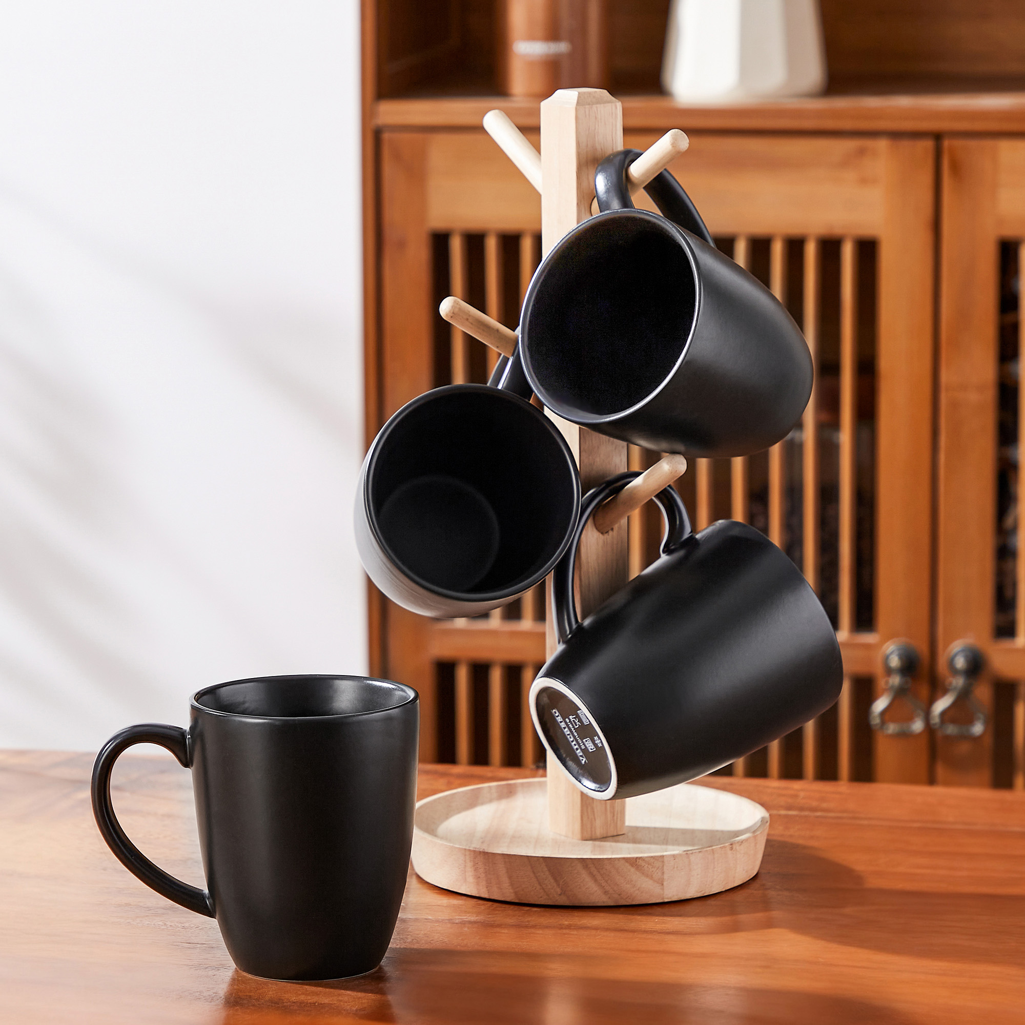 Vancasso 12-Oz Stoneware Coffee Mug Set of 4, Matte Black photo 8