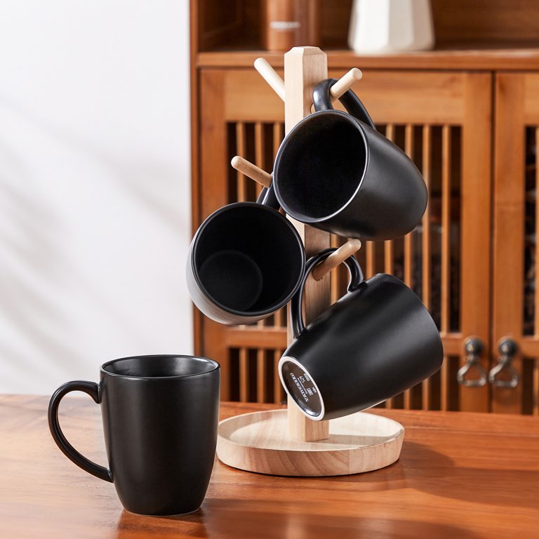 12Oz Coffee Mugs Set, 4 Pack Stoneware Coffee Mugs, Matte Black Coffee Cup  Set, Restaurant Mugs for Coffee, Tea, Cappuccino, Cocoa, Cereal