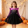 thumbnail image 6 of WOYY Girls Halloween Tutu Dress Cute Black Cat Ruffle Long Sleeve Dress, Purple, Sizes 3-7, 6 of 8