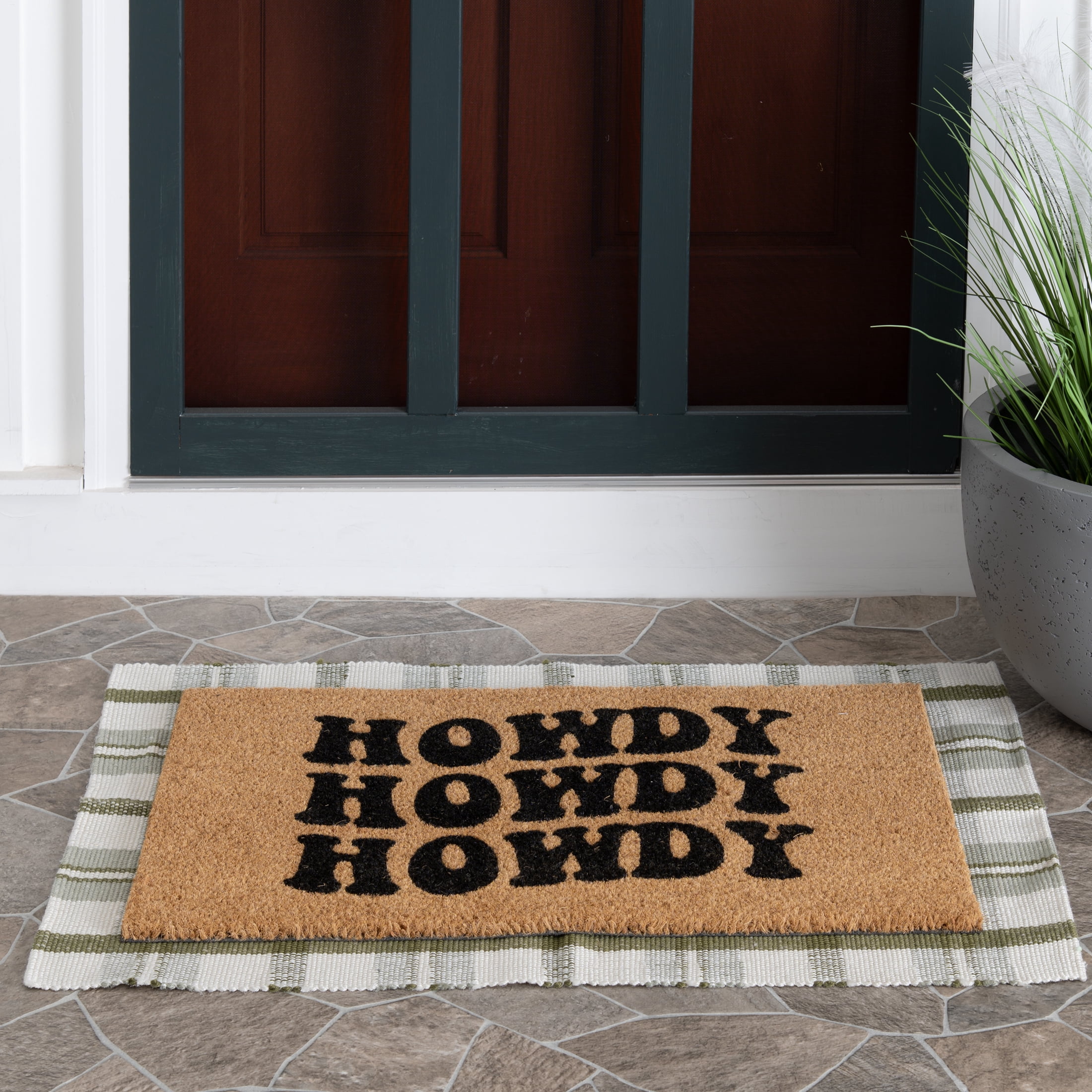 Mainstays Green Plaid Outdoor Layering Rug, 24"x36"