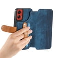 thumbnail image 3 of for Motorola Moto G Stylus 5G 2024 PU Leather + TPU Wallet Case, Card Slots Wristband Kickstand RFID Blocking Anti Peeping Magnetic Clasp Full Body Protection Cover for Moto G Stylus 5G 2024, Blue, 3 of 6