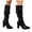 Black, variant on Women's White Leather Slouchy Knee High Boots Wide Calf Pointed Toe High Heeled Non Slip Riding Booties