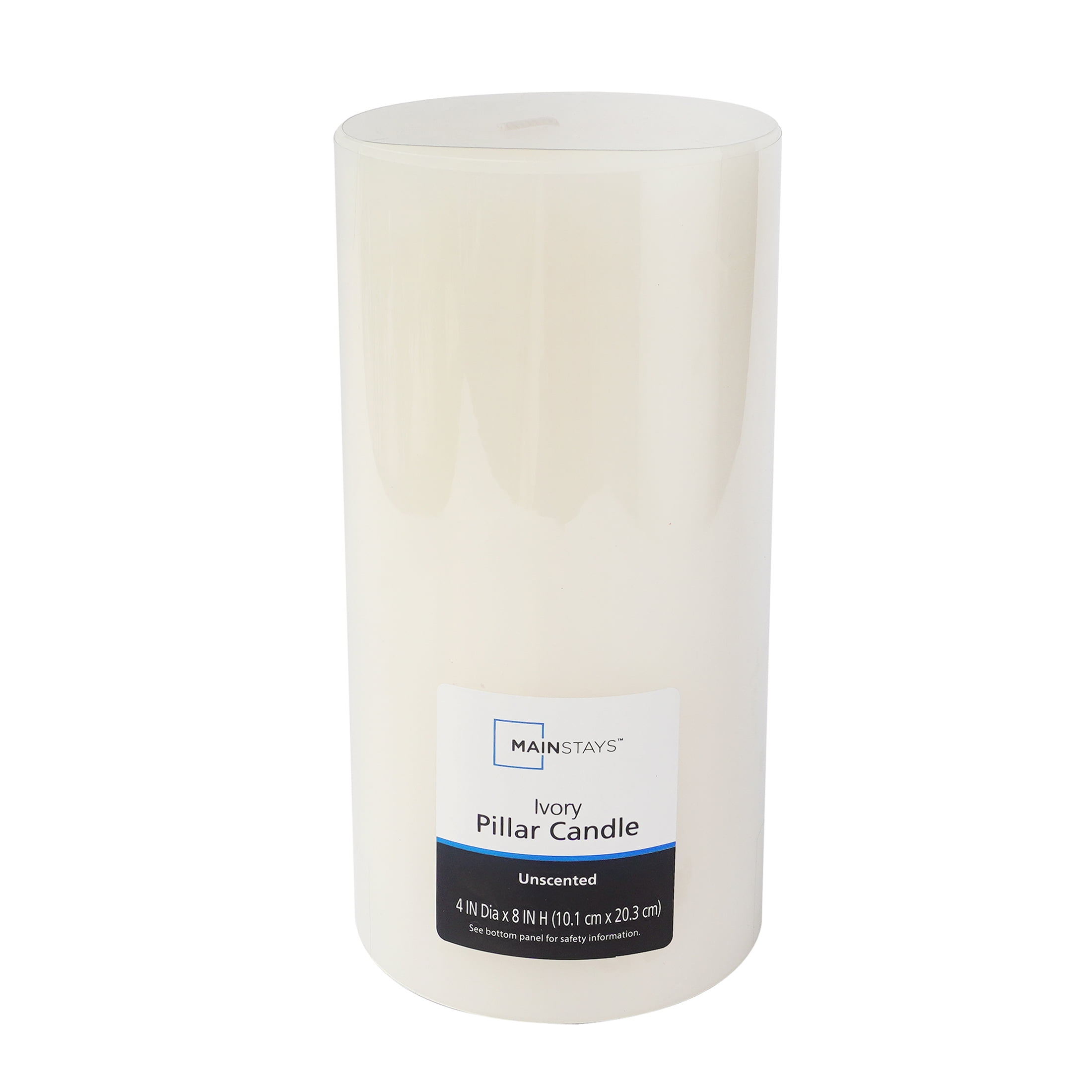 (2 pack) Mainstays Single Wick 4" x 8" Pillar Candle, Unscented, Ivory