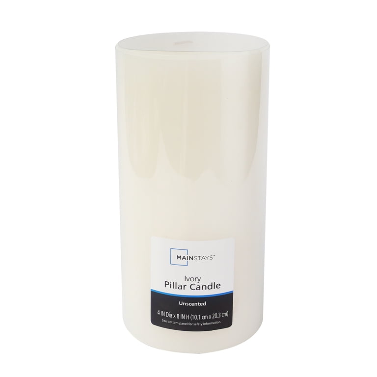 Mainstays Single Wick Pillar Candle, 4x8 Inch, Ivory photo 1
