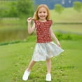 thumbnail image 5 of hengsof Girls' Sweet Ruffled Short Sleeve Shirts Kids Fashionable Printing Crew Neck Tops Comfortable Casual Summer T-Shirts, 5 of 7