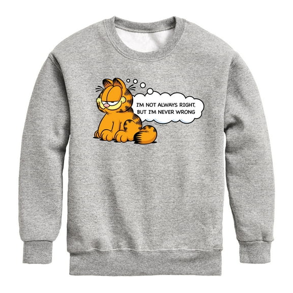 Garfield - Not Always Right - Toddler And Youth Crewneck Fleece Sweatshirt