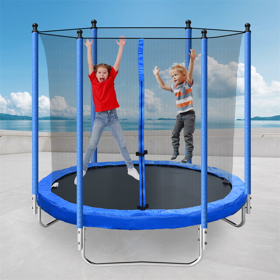 8 FT Trampoline with Safety Enclosure Net, Outdoor Trampoline for Jumping Exercise Fitness Backyards Trampoline, Best Gifts for Boys and Girls, Easy Assembly, Weight Capacity 99 LBS, Blue Walmart.com