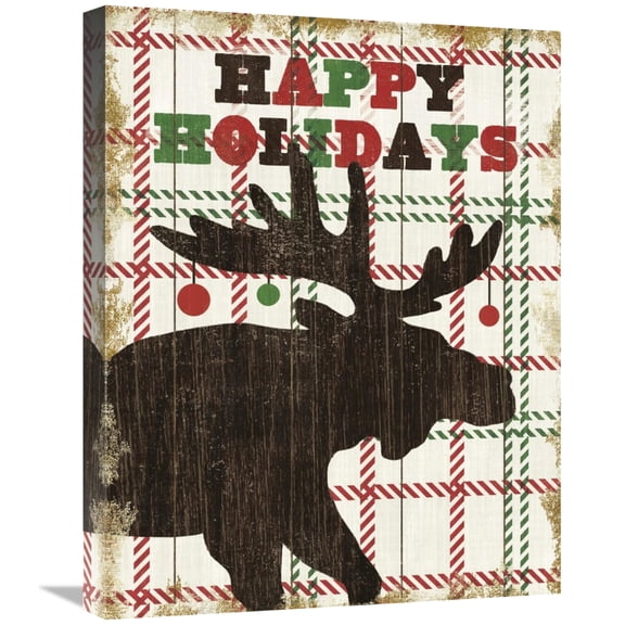 Global Gallery's 'Simple Living Holiday Moose' By Michael Mullan Stretched Canvas Wall Art