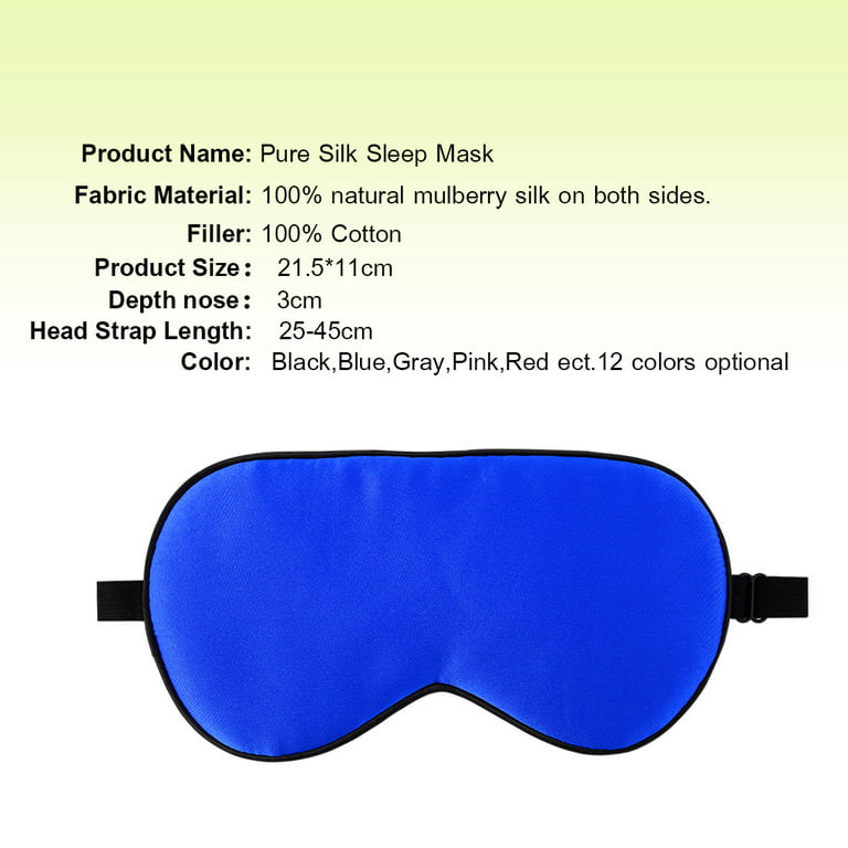 100% Silk Weighted Sleep Mask Blue