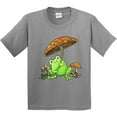 thumbnail image 3 of Inktastic Cute Frog and Mushroom Umbrella Youth T-Shirt, 3 of 5