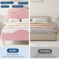 thumbnail image 6 of Twin Size Velvet LED Bed Frame with Adjustable Headboard, Princess Platform Bedframe for Girls, No Box Spring Needed, Rose, 6 of 6