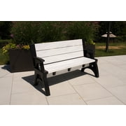 Convert a Bench 60 Folding Vinyl Patio Bench Picnic Table, Midnight Birch - Gen 2