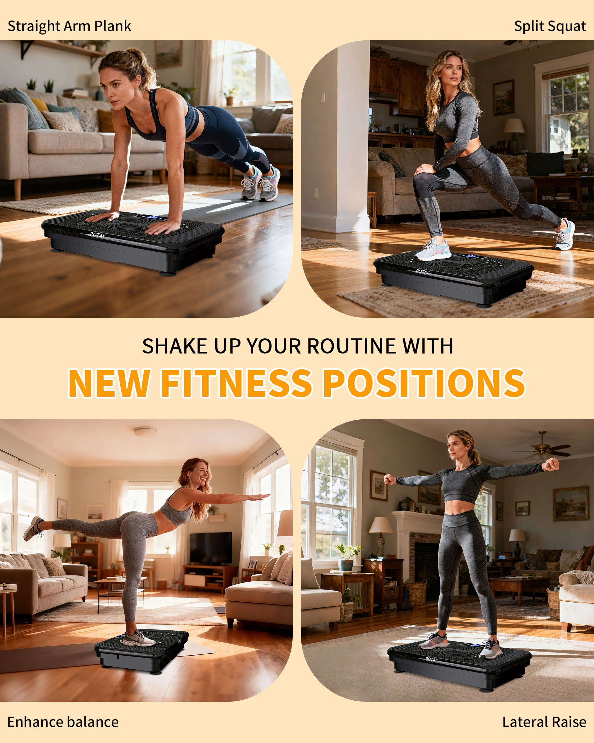 Vibration Plate Exercise Machine for Lymphatic Drainage Massager & Weight Loss,400 lbs Capacity Whole Body Vibrating Shake Plate Workout ，Helps Burn Fat , with Resistance Bands & Remote ，Black