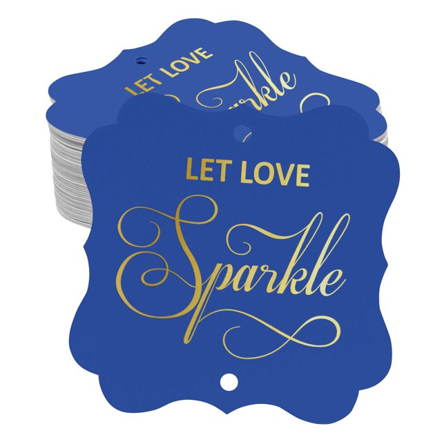 Inkdotpot Pack Of 100 Real Gold Foil Bracket Shape Paper Tags Let Love Sparkle Wedding Favor Hang Tags