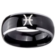 thumbnail image 2 of Tungsten Pisces Zodiac 8mm Glossy Black 2 Tone Dome Polished Edges Men Ring, 2 of 2