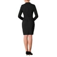 thumbnail image 3 of INSPIRE CHIC Women's Bowtie Neck Long Sleeve Knee Length Work Sheath Dress S Black, 3 of 4