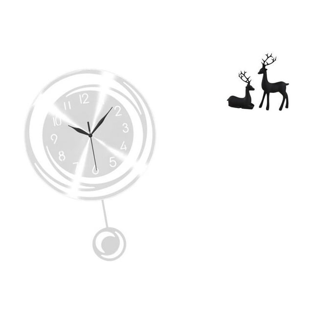 Reloj de pared con estatua de reno, adorno decorativo, silencioso, sin , de resina acrílica, ligero, para manualidades, apto para el hogar, la s