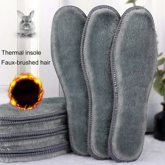 2 Pairs Winter Warm Plush Insoles, Thermal Faux Fur Shoe Inserts for Boots Men Women, Breathable Cozy Insoles for Daily Use, Size 36-44