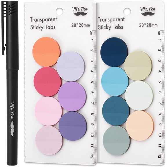 Mr. Pen- Transparent Sticky Notes, 560 Pcs, Pastel Colors, Round Translucent Sticky Notes