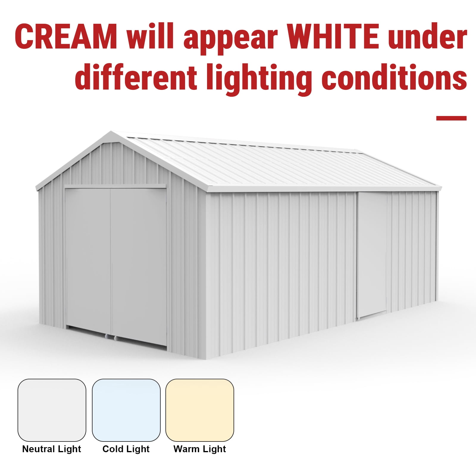 Chery Industrial 12FT x 20FT Single Garage Metal Shed – Heavy-Duty Double Door Outdoor Storage Unit for Vehicles, Tools & Equipment