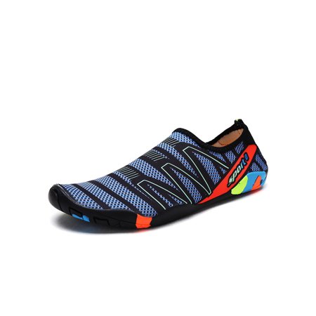 

Crocowalk Women Men Aqua Socks Slip On Beach Shoe Quick Dry Water Shoes Lightweight Barefoot Flats Unisex Comfort Casual Deep Blue Style F 10.5