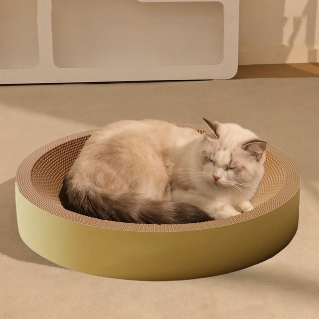 Rascador redondo y ovalado para gatos, resistente al desgaste y antiastillas, para camas de gatos, de cartón corrugado.