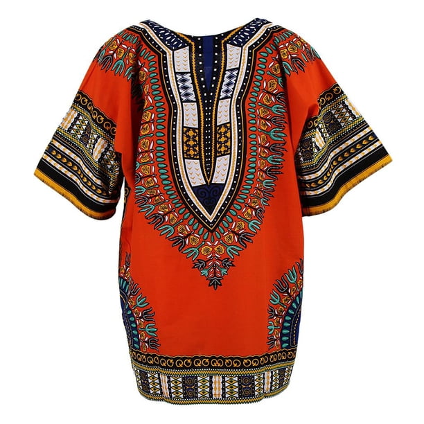 Vestido con Estampado Unisex Camisa Dashiki de Algodón Caftán , naranja BLESIY vestidos africanos para mujeres