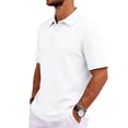 thumbnail image 4 of Polo Shirts for Men Short Sleeve Collared Polo Shirts Button Down Casual Basic Lightweight Polo Sweater Solid Color Golf Shirt,White M, 4 of 5