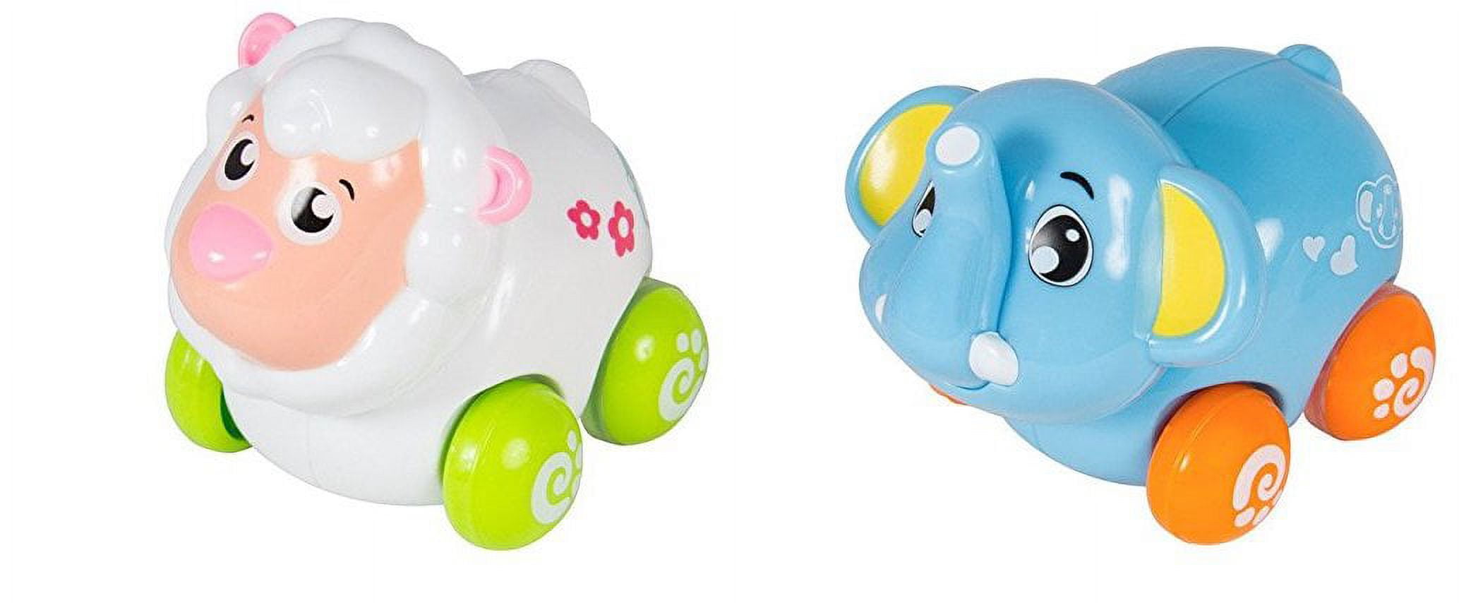 PlayWorld Cartoon Animals Friction Push And Go Toy Cars Play Set - Set of 8 Panda, Cat, Elephant, Dog, Lion, Tiger and Sheep - Multicolor