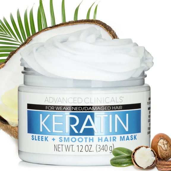 Advanced Clinicals Keratin Sleek   Smooth Hair Mask for Damaged Hair. 12 fl oz