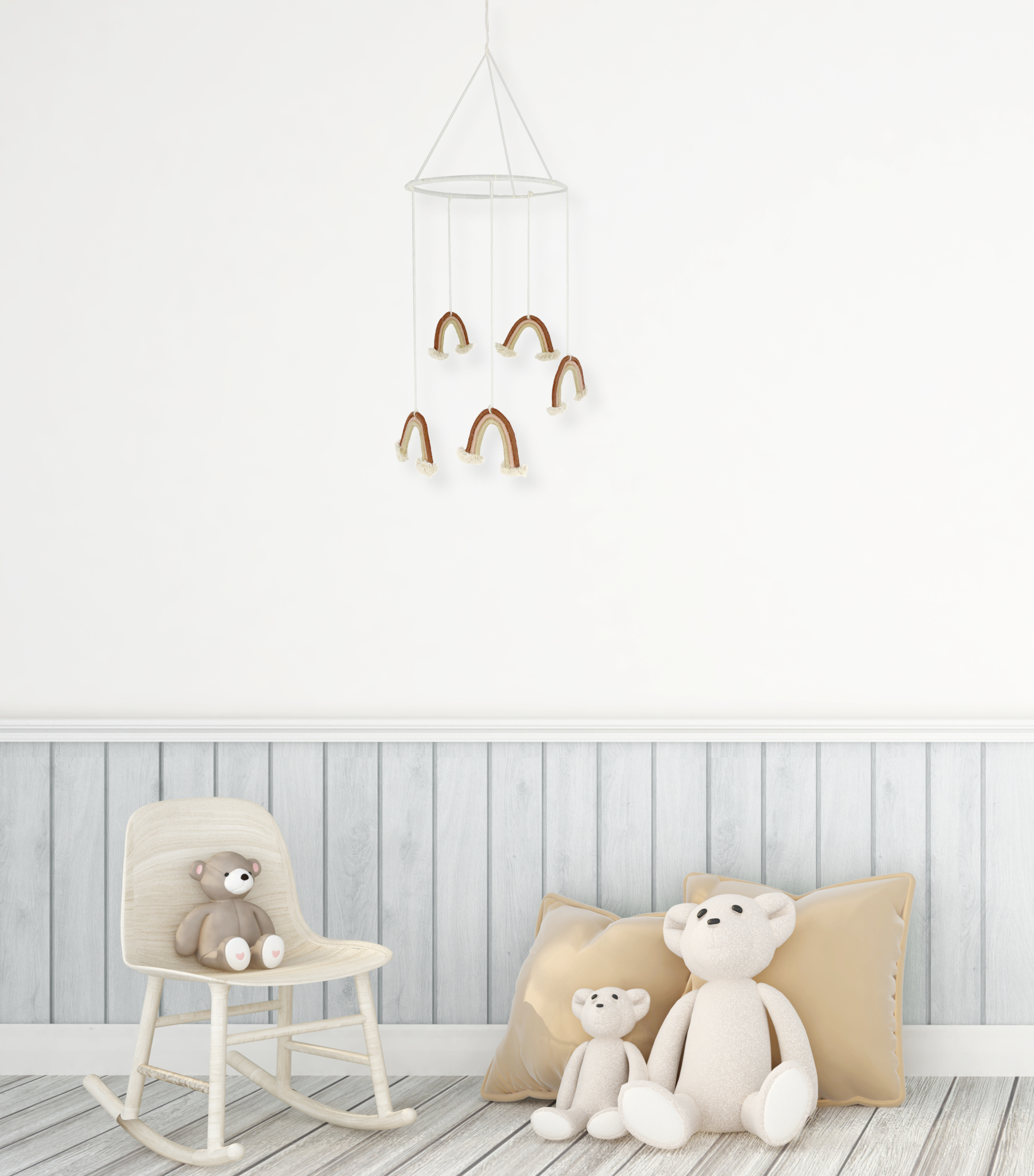 Ruth + Wilde Macrame Rainbow Nursery Mobile for Baby's Room Decoration,Rust Burgundy,Blush Pink,Tan