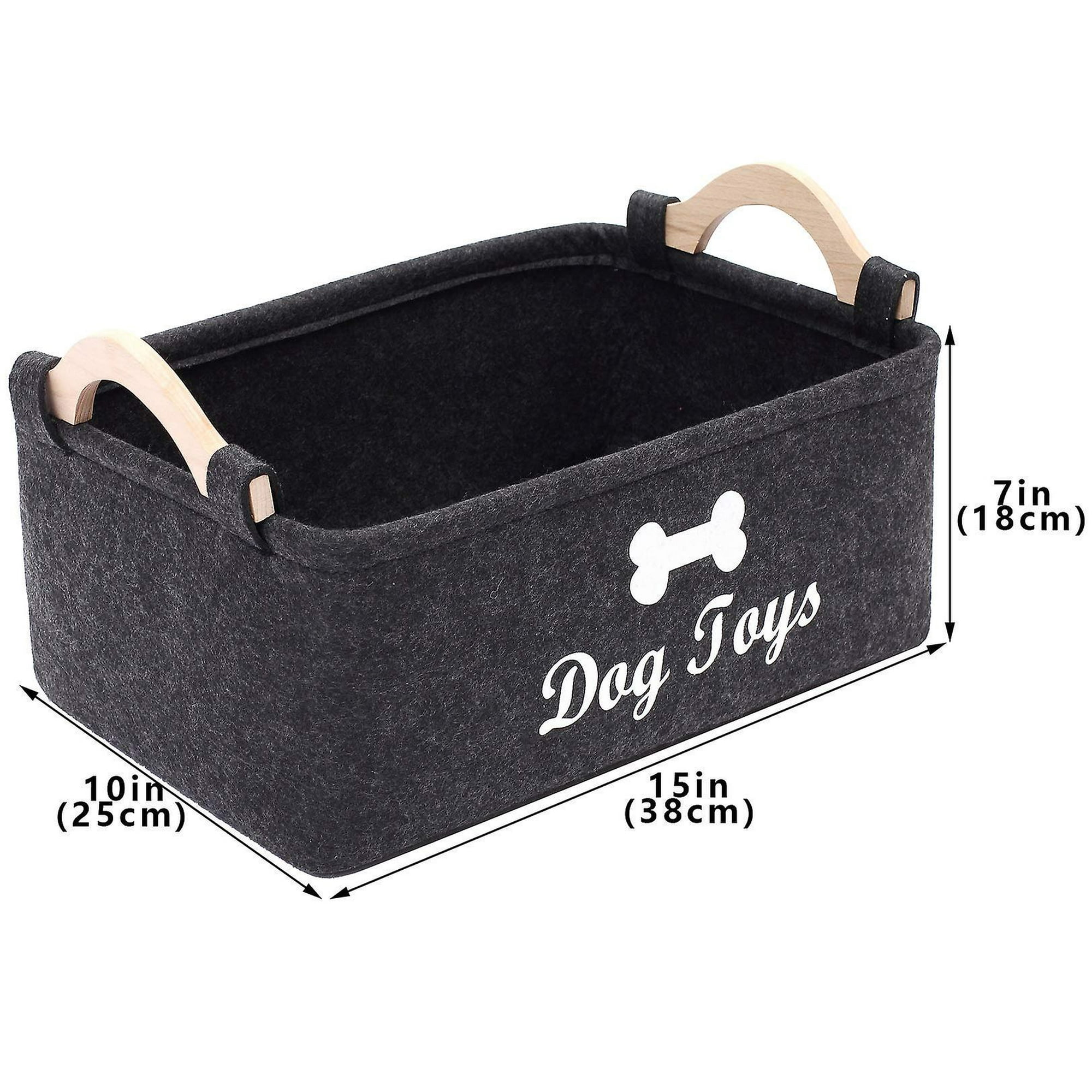 Waca09 Dog Toy Basket Storage Bins With Wooden Handle collapsible Pet Supplies Storage Basket Puppy Toy Box Storage Basket Bin Kids Toy Chest Storag