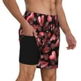 thumbnail image 2 of Kdxio Ladybugs And Red Hearts Print Men'S Swim Trunks With Compression Liner 7 Inch Inseam Quick Dry Swim Shorts, 2 of 7