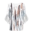 thumbnail image 4 of Viluyesy V-Neck T-Shirt for Womens 3/4 Sleeves Shirt Tops Fold Petal Loose Blouse White Size XL, 4 of 5