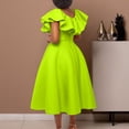 thumbnail image 3 of AURA Plus Size Summer Ruffle Sleeve High Waist Maxi Swing Dress Elegant Banquet Party Dress XL XXXL, 3 of 9