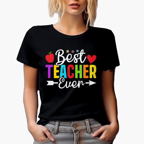 Best Teacher Ever, Teachers' Day, Black T-Shirt, Small