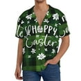 thumbnail image 3 of Vsdgher Happy Easter Print Men's Wrinkle Free Untucked Cuban Shirt Business Casual Button Down Shirts Short Sleeve Shirt, 3 of 7