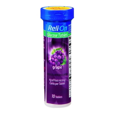 (4 pack) (4 Pack) Relion Grape Glucose Tablets, 10 Ct