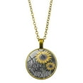 thumbnail image 2 of Opvise Vintage Sunflower You Are My Sunshine Cabochon Glass Chain Necklace Jewelry, 2 of 8