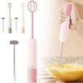 thumbnail image 4 of Handheld Milk Frother USB Rechargeable, with 2 Heads Coffee Whisk Foam Mixer, Durable Electric Mini Blender for Latte, Cappuccino, Hot Chocolate, Egg, 1Pc, Easy to Use & Clean(Pink,10.8x1.4"), 4 of 7