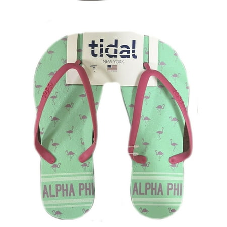 

Tidal Women s Wiggle Flip Flops 100% AMERICAN MADE GREEN FLAMINGO Size 9
