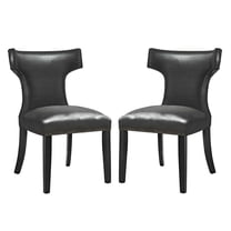 Side Dining Chair, Set of 2, Faux Leather, Black, Modern Contemporary Urban Design, Kitchen Room Cafe Bistro Restaurant Hospitality