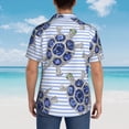 thumbnail image 3 of Lsque Turtle with Blue Stones pattern Hawaiian Shirt for Men, Unisex Summer Beach Casual Short Sleeve Button Down Shirts-Large, 3 of 9