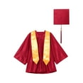 thumbnail image 3 of YONGHS Unisex Kids Kindergarten Graduation Gown Cap Set Students Graduation Class Uniform Red 3-4, 3 of 7