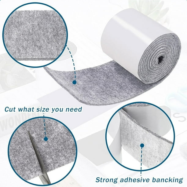 Rollo De Fieltro Adhesivo, Gris Medio, 40x220 Cm, Antideslizante Para Muebles